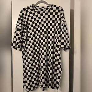 TOP ONLY - Dressed in LaLa Leveled up Ribbed Playsuit top in b&w Checkered